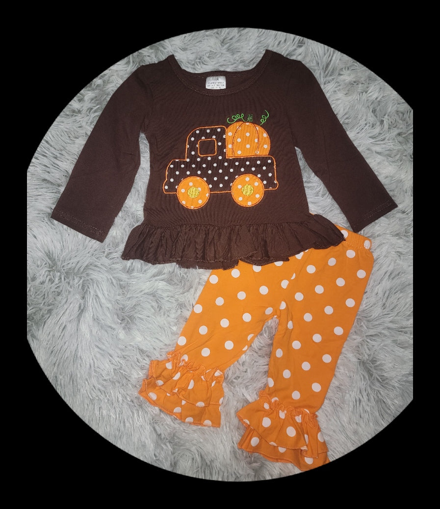 Polka Dot Truck/Brown & Orange