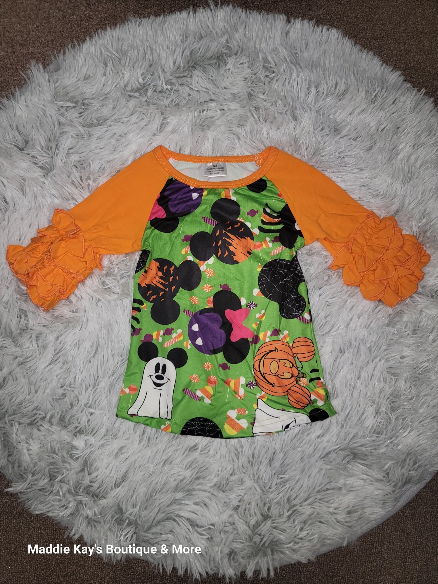 MICKEY MOUSE ORANGE/GREEN HALLOWEEN TOP