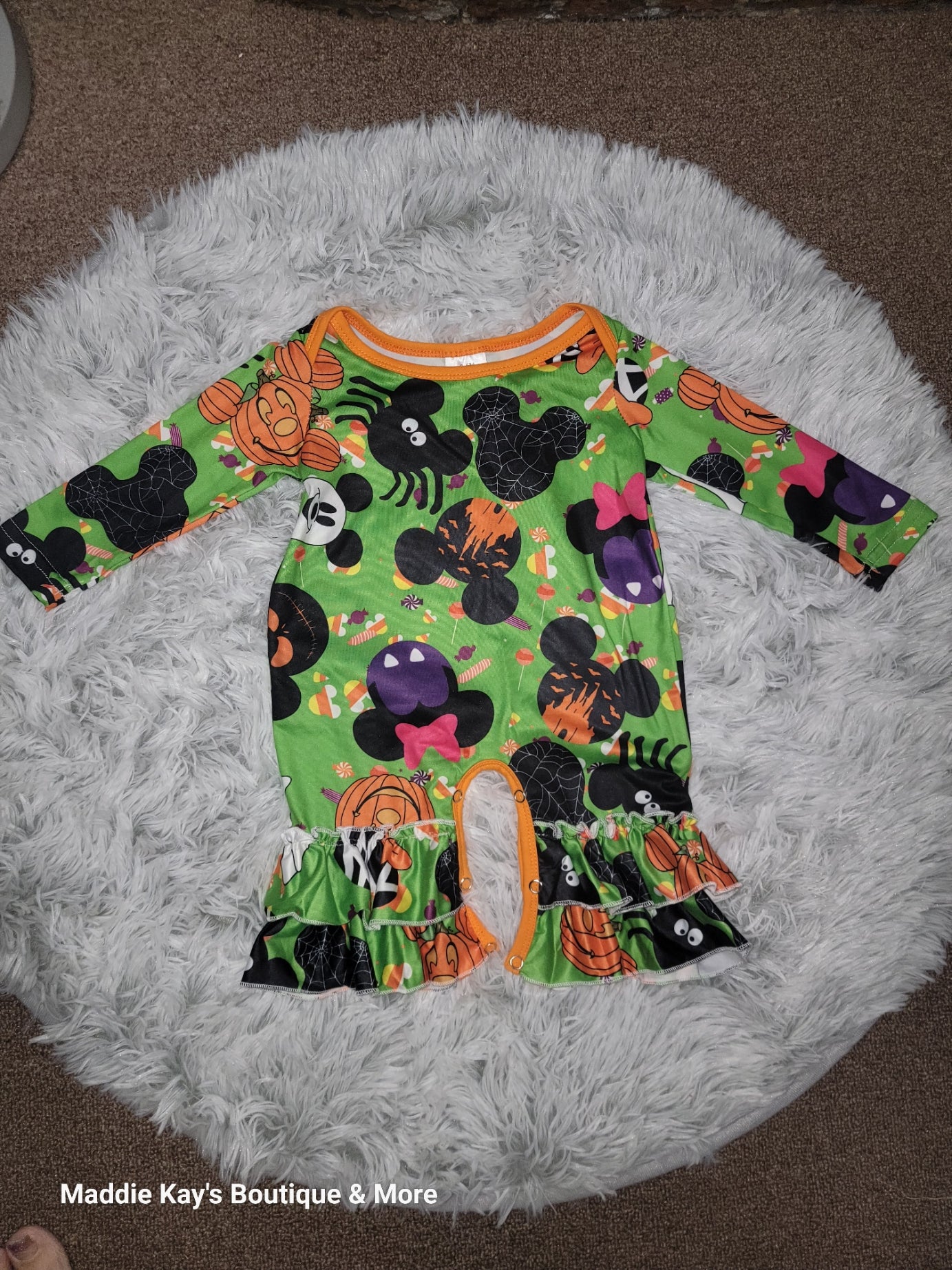 MICKEY MOUSE ORANGE/GREEN HALLOWEEN ROMPER