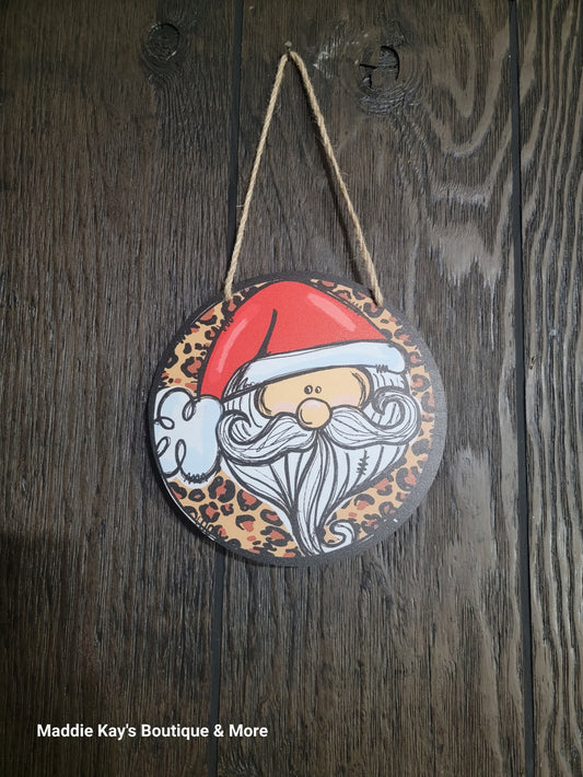 SANTA LEOPARD WOODEN SIGN