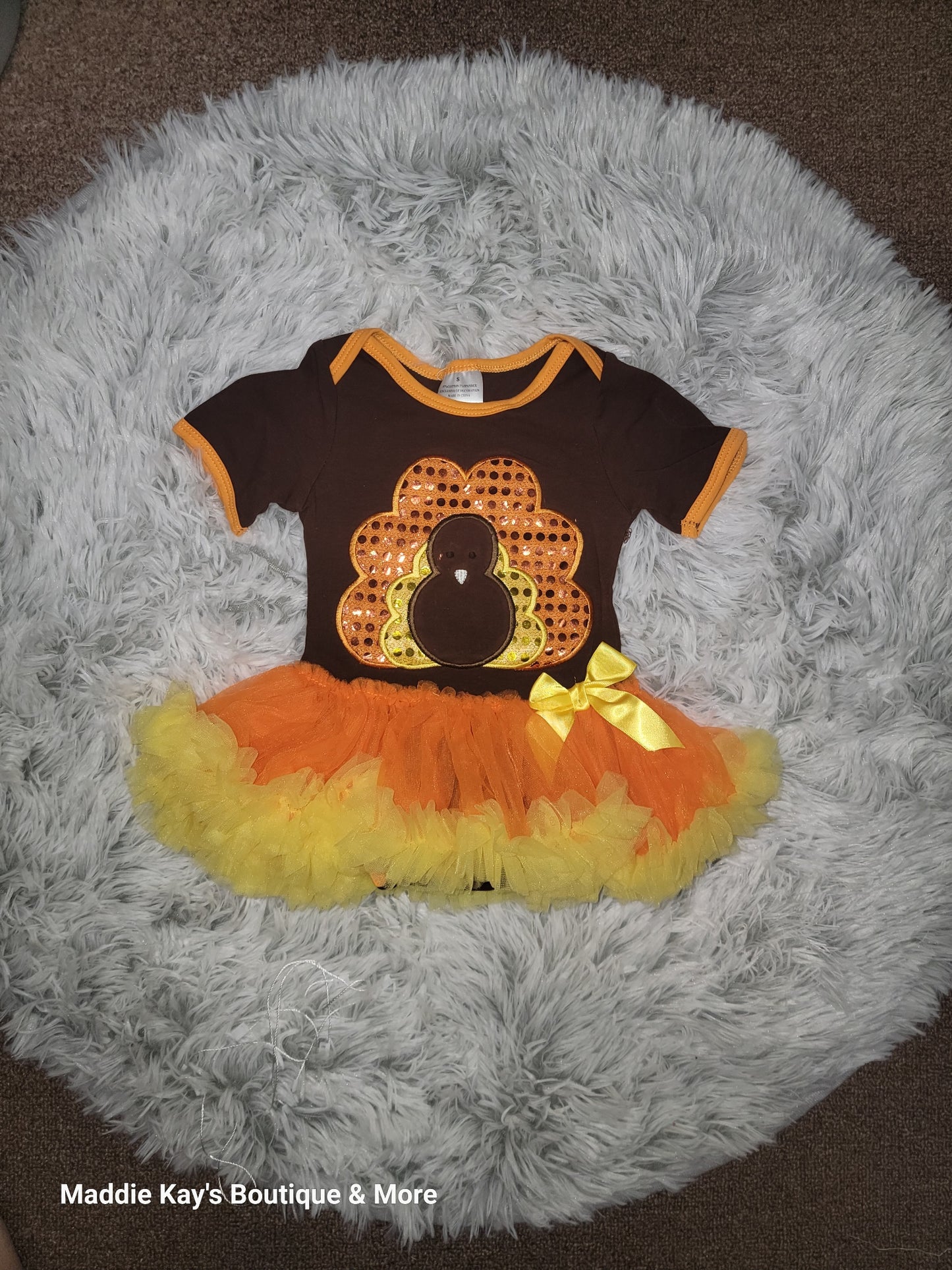 TURKEY SEQUIN ORANGE/YELLOW RUFFLE DRESS