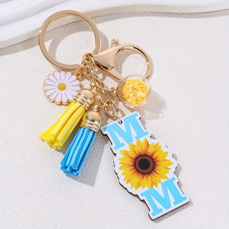 Mom Sunflower Keychain