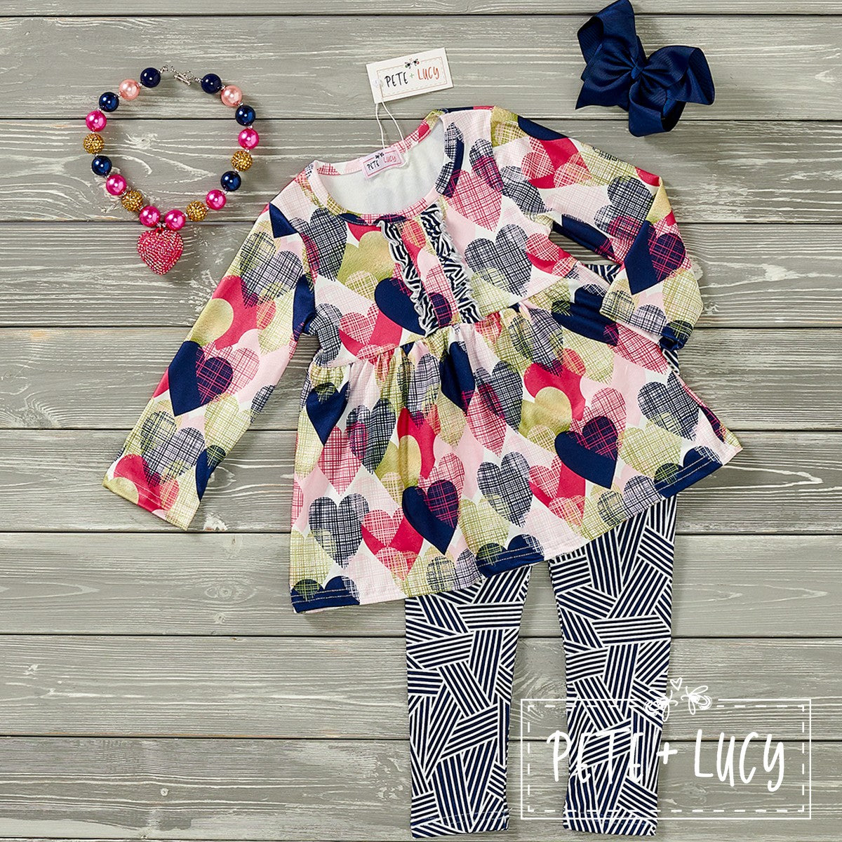 Geo Hearts 2PC pants set